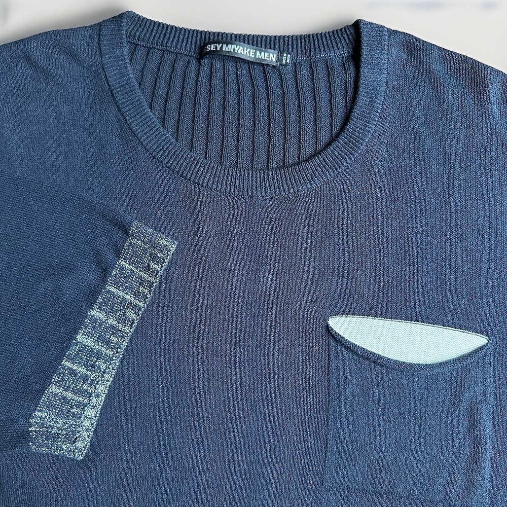 Issey Miyake Mens Knit Pocket Sweater 1/Small Slub Cotton Nylon Linen Made Japan